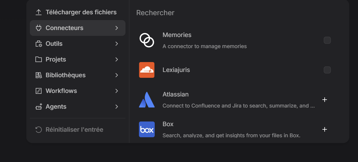 Activer les connecteurs LexIA avant une conversation